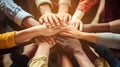 Group of multiethnic people holding hands together, unity in diversity concept Royalty Free Stock Photo