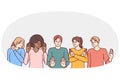 Group of multiethnic people show stop gestures not wanting to accept discrimination Royalty Free Stock Photo