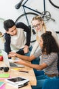 group of multiethnic teens looking at laptop Royalty Free Stock Photo