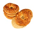 Group of multigrain covered bagels Royalty Free Stock Photo