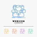 group, multiplayer, people, team, online 5 Color Line Web Icon Template isolated on white. Vector illustration