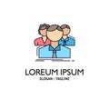 group, multiplayer, people, team, online Flat Color Icon Vector Royalty Free Stock Photo