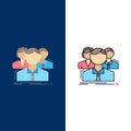 group, multiplayer, people, team, online Flat Color Icon Vector Royalty Free Stock Photo