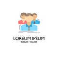 group, multiplayer, people, team, online Flat Color Icon Vector Royalty Free Stock Photo