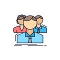 group, multiplayer, people, team, online Flat Color Icon Vector Royalty Free Stock Photo