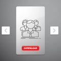 group, multiplayer, people, team, online Line Icon in Carousal Pagination Slider Design & Red Download Button