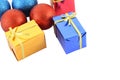 Group multiple color gift box and christmas ball