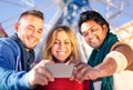 Group of multiracial best friends taking a selfie Royalty Free Stock Photo