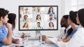 Group Of Multiracial Doctors Communicating Online Having Virtual Meeting Indoor Royalty Free Stock Photo