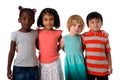 Group of multiracial kids portrait in studio.Isolated Royalty Free Stock Photo