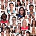 Group of multiracial young smiling happy people faces portrait b Royalty Free Stock Photo