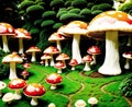 A group of mushrooms growing in a forest. Royalty Free Stock Photo