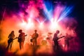 A group of musicians are playing on stage in front of a crowd Royalty Free Stock Photo