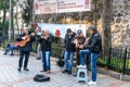 Group of musicians playing on the street in Istanbul. Turkey Royalty Free Stock Photo