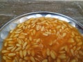 Group of Muskmelon Fruit Seeds in a Steel Plate. Musk Melon Fruit seeds texture