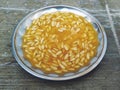 Group of Muskmelon Fruit Seeds in a Steel Plate. Musk Melon Fruit seeds texture