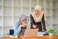 Group of muslim business team having an argument about the project during the meeting Royalty Free Stock Photo