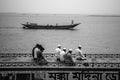 A group of Muslim praying on the boat , I captured this rare image from Mawa, Bangaldesh, Asia