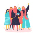 A group of Muslim women are taking selfies