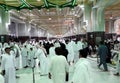 Group of Muslim worshipers is doing the saie starting from Safa to Marwah mountain, as one of the umrah and hajj process.