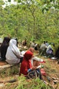 a group of Muslims who are carrying out grave pilgrimage activities