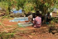 a group of Muslims who are carrying out grave pilgrimage activities