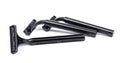 Group of new black plastic disposable shavers Royalty Free Stock Photo
