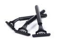Group of new black plastic disposable shavers Royalty Free Stock Photo