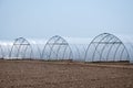 Group of new greenhouses that serve to make the vegetables grow Royalty Free Stock Photo