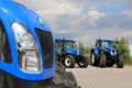 Group of New Holland Agricultural Tractors on Display Royalty Free Stock Photo