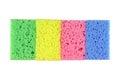 A group of new washing sponges (yellow, green pink and blue) in a row (line) Royalty Free Stock Photo