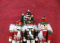 Group of nutcrackers on red background