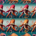 A group of octopuses dancing in unison underwater, creating a mesmerizing display of colors3
