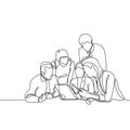 Group of office worker discussing a project. Concept of team work continuous one line drawing vector minimalist design