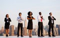 A Group Of Office Workers Doing Outdoor Yoga Royalty Free Stock Photo