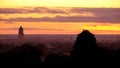 Group of old Bagan pagodas or pagodas field in Myanmar at sunrise.