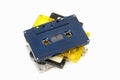 Group of Old cassette tapes on white background