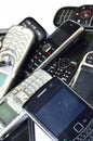 Many old mobile phones. Group of e waste Royalty Free Stock Photo