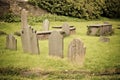 Group of old cemetary tombstones