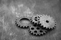 Group of old gears and cogs macro shot Royalty Free Stock Photo