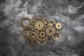 Group of old gears and cogs macro shot Royalty Free Stock Photo