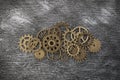 Group of old gears and cogs macro shot Royalty Free Stock Photo