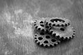 Group of old gears and cogs macro shot Royalty Free Stock Photo