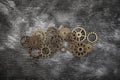 Group of old gears and cogs macro shot Royalty Free Stock Photo