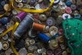 A group of old threads and buttons Royalty Free Stock Photo