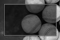 Old grunge baseball frame background in black and white