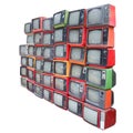 Group of old vintage televisions isolated with clipping path