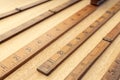 Group of Old wooden ruler on table Royalty Free Stock Photo