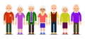 Group older people. Aged caucasian people. Elderly men and women