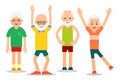 Group of older people perform gymnastic exercises. Elderly men a Royalty Free Stock Photo